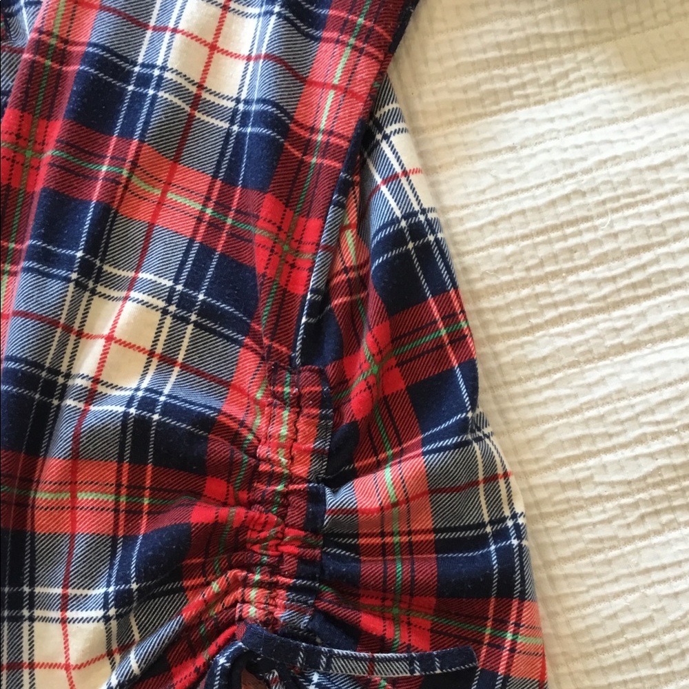 Red Blue White Plaid 3/4 Button-up L - Picture 3 of 5